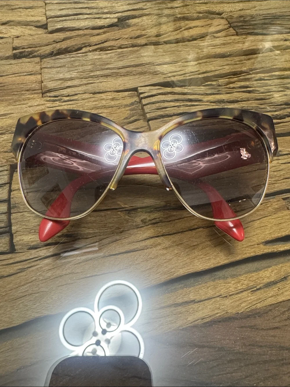 Prada Tortoiseshell Cat-Eye Sunglasses Gradient Lenses SPR 11R 56-16 7SO-A7 GUC